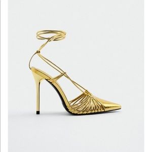 Zara Lace Up Gold Heels